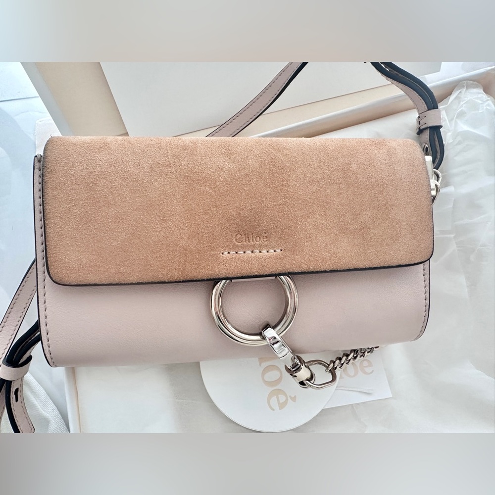 Chloe faye mini pink with suede